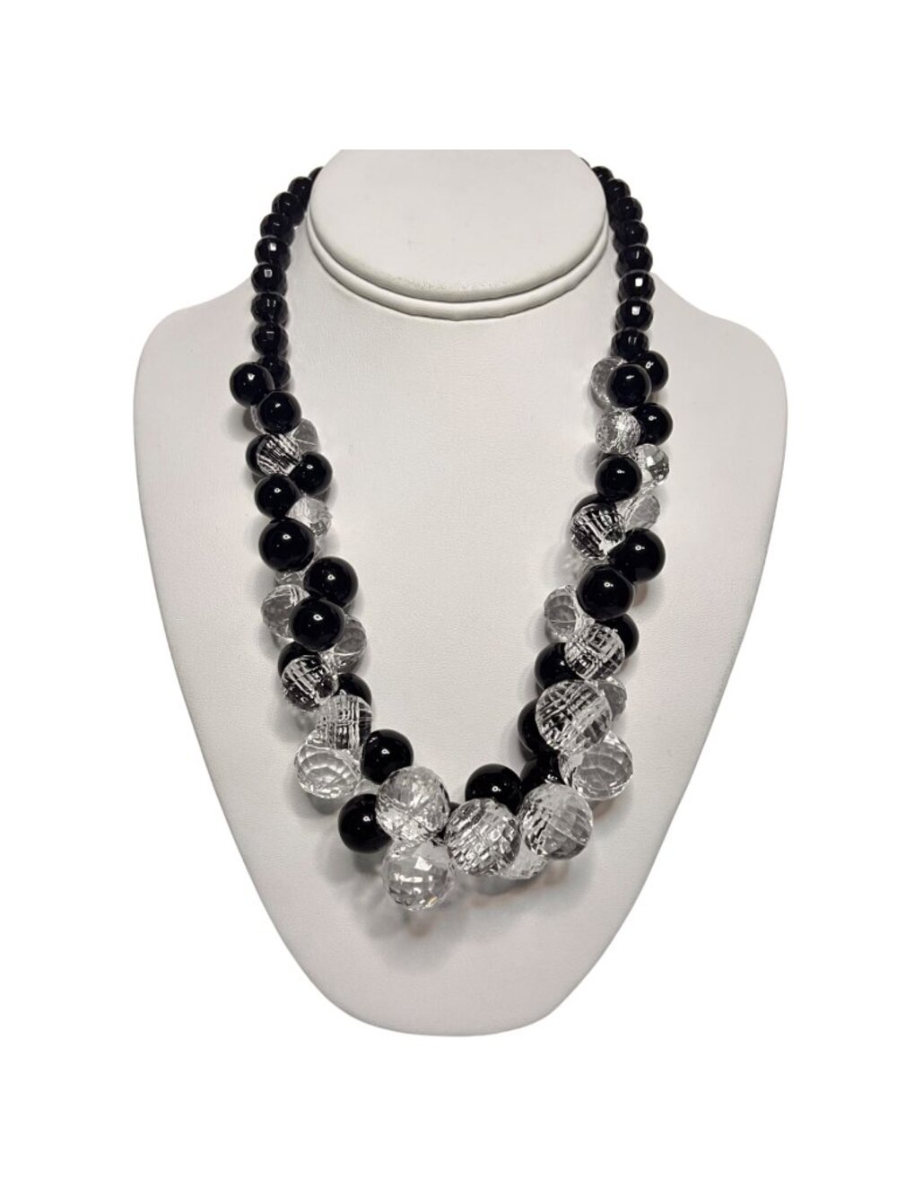 Black And Clear Bauble Statement Necklace (6329)